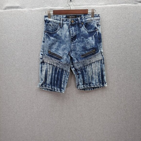 7even Souls Womens Denim Shorts Size 18 Blue Acid Wash Multiple Pockets & Zipper - Picture 1 of 6